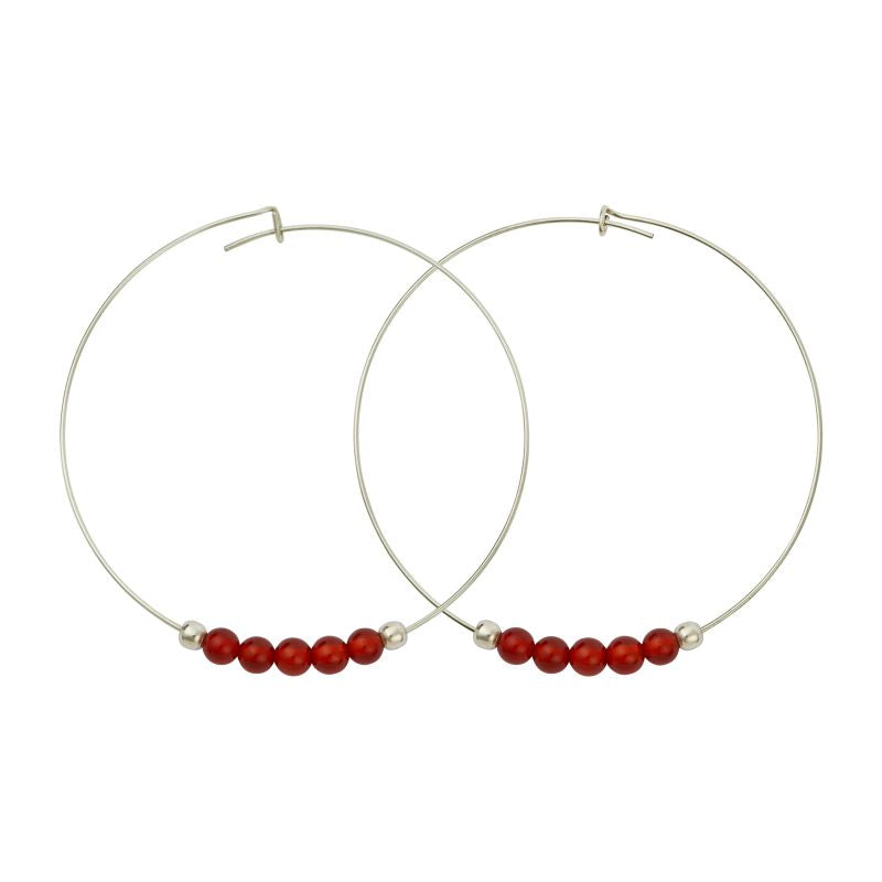 Carnelian Sterling Silver Hoops