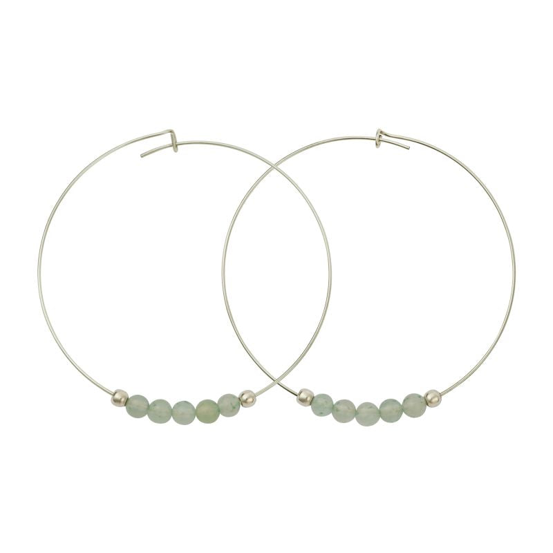 Green Aventurine Sterling Silver Hoops