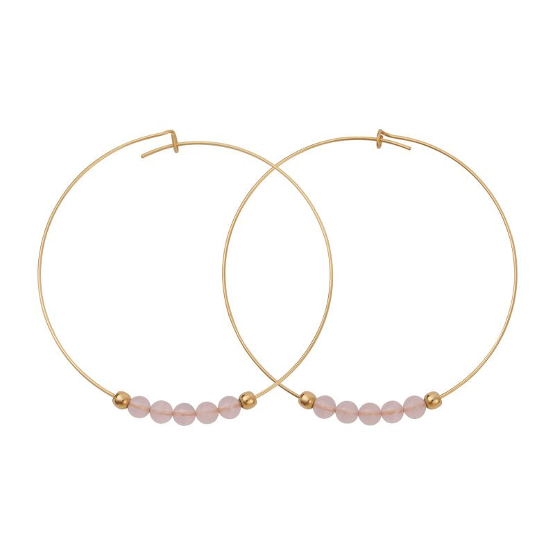 Rose Quartz 14K Gold Filled Hoops