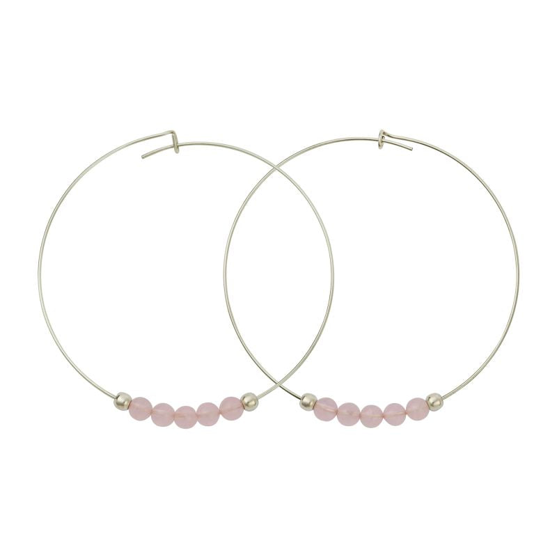 Rose Quartz Sterling Silver Hoops