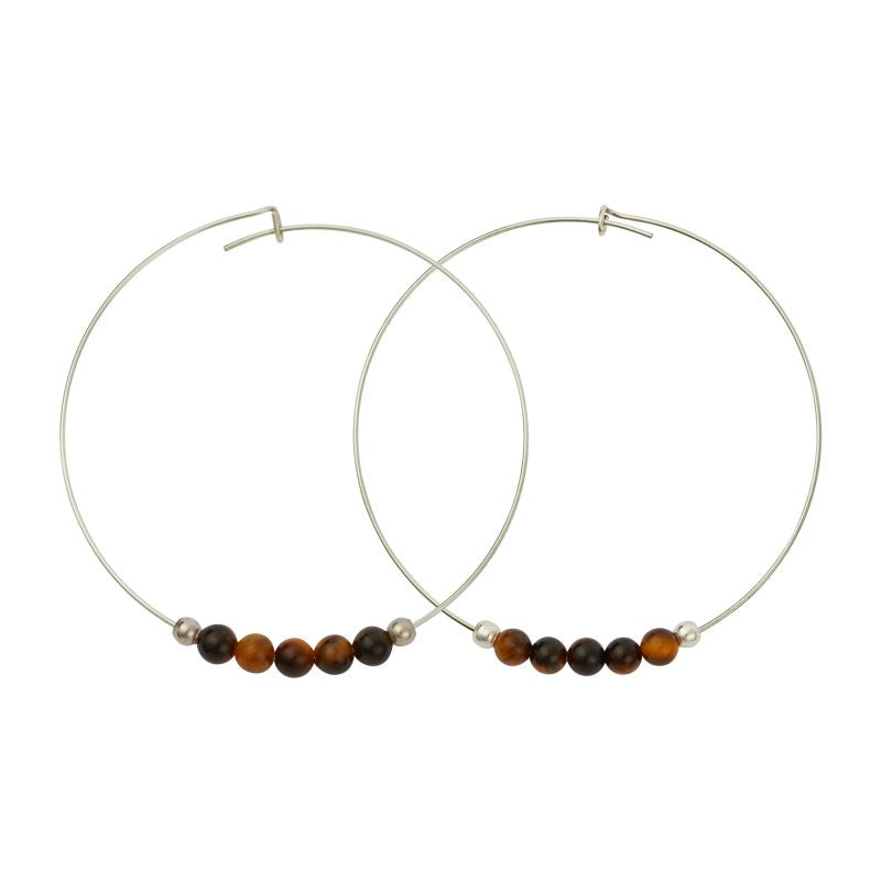 Tiger's Eye Sterling Silver Hoops