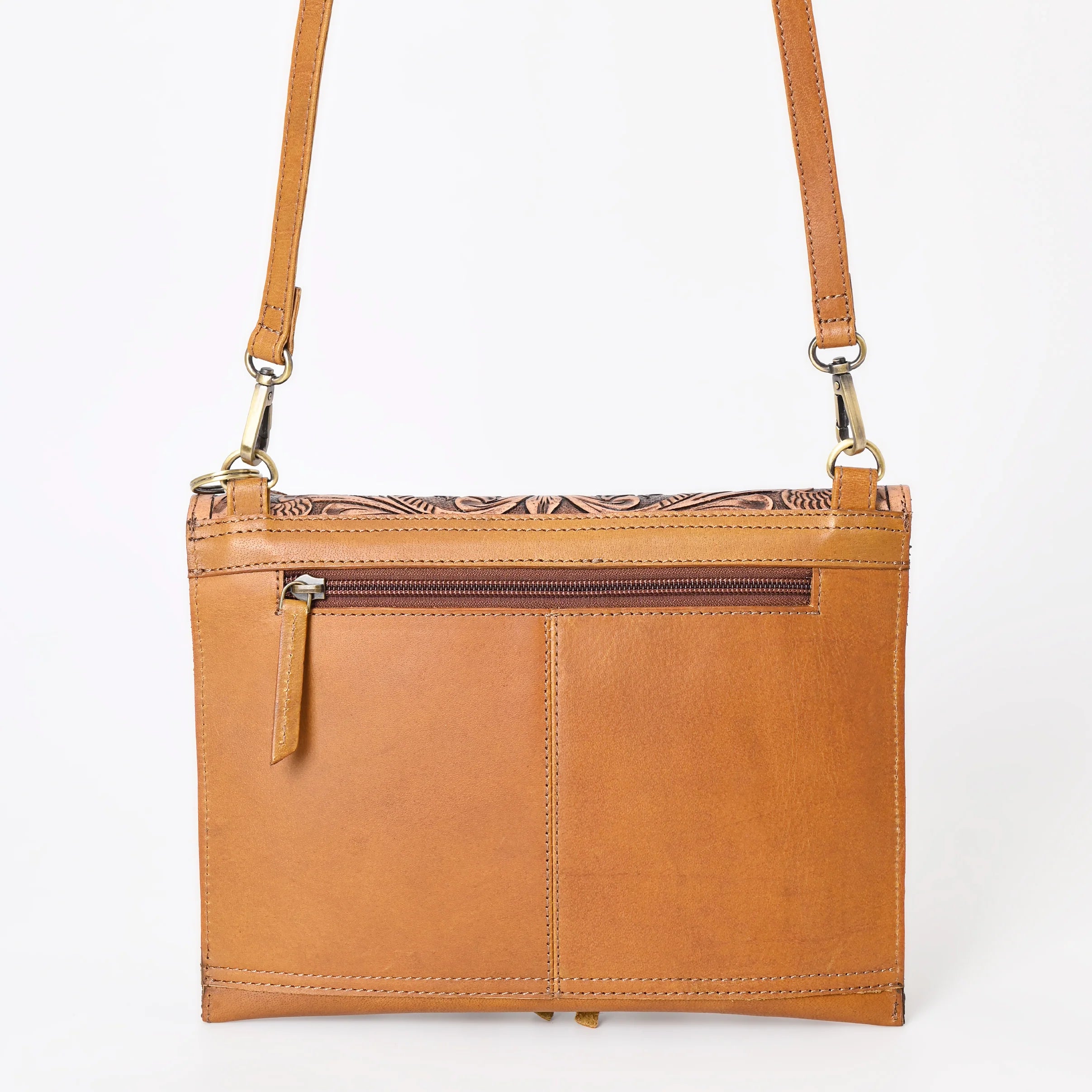 Out West Tan Leather Crossbody