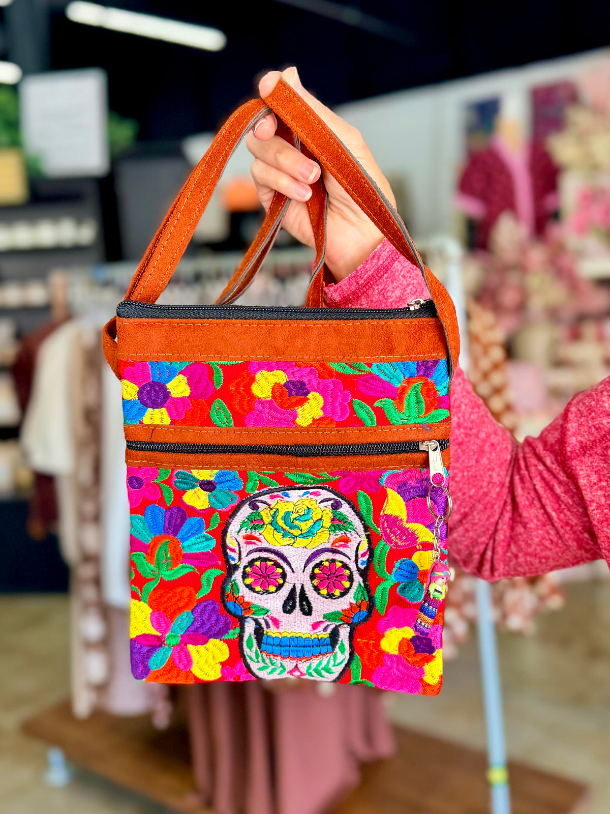 Sugar Skull Embroidered Crossbody
