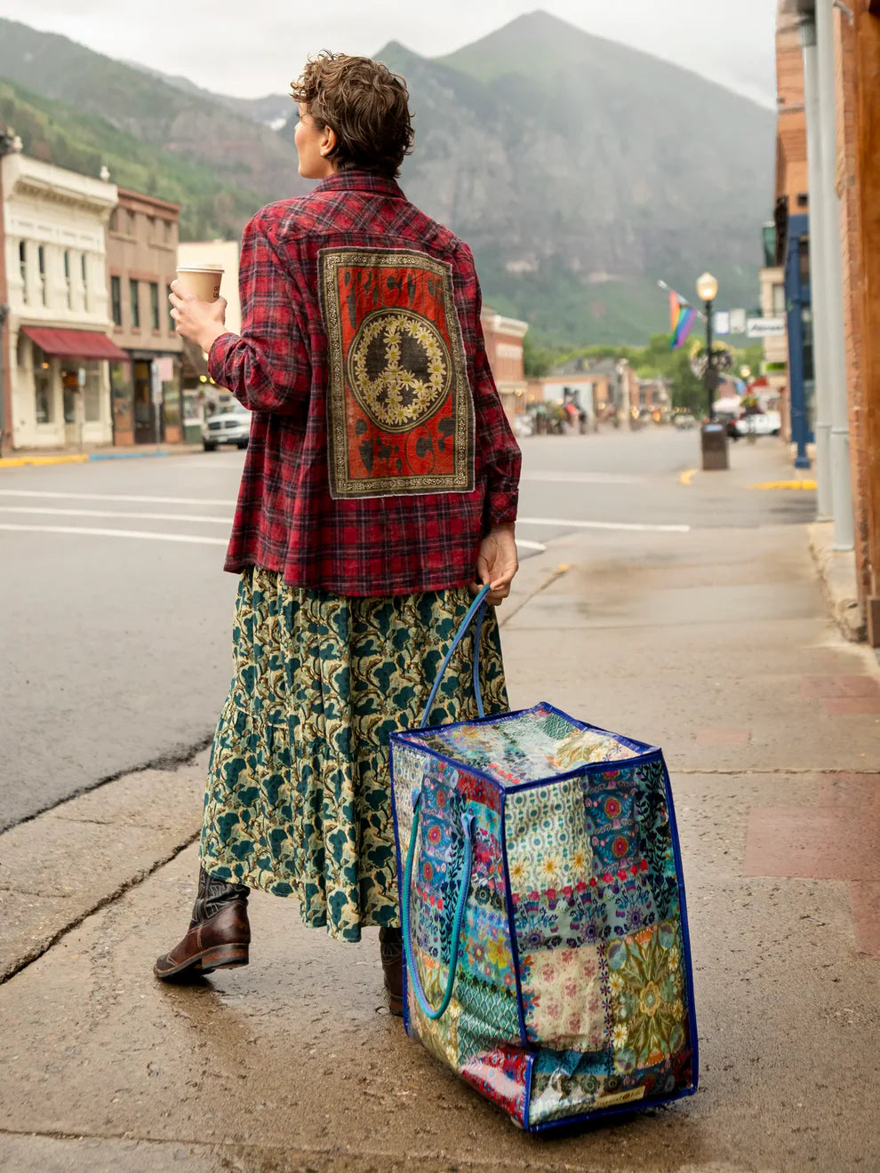 Patchwork Rolling Tote Bag