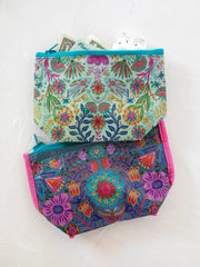 Small Bird & Flower Reversible Zip Pouch