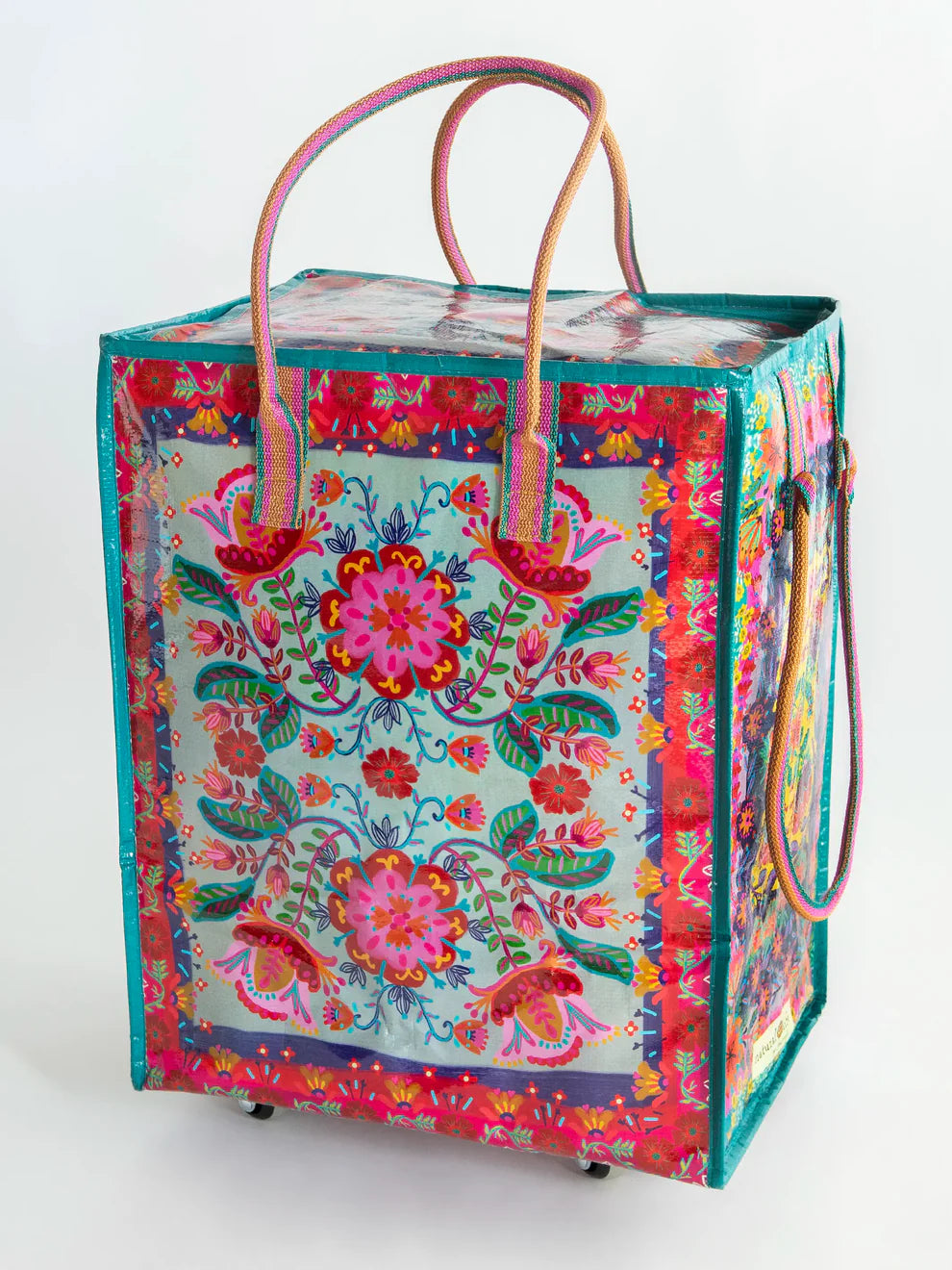 Folk Flower Rolling Tote Bag