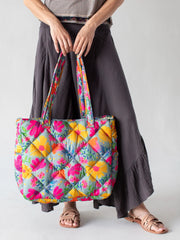 Dusty Blue Floral Reversible Tote