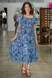 Spirit Song Puff Sleeve Midi Dress