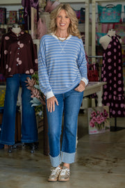 Carmen French Blue Ribbed Top