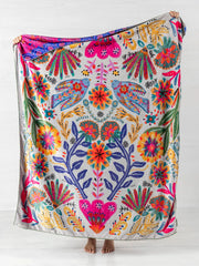Folk Birds Cozy Throw