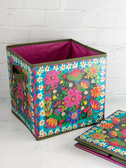 Floral Border Collapsible Storage Bin