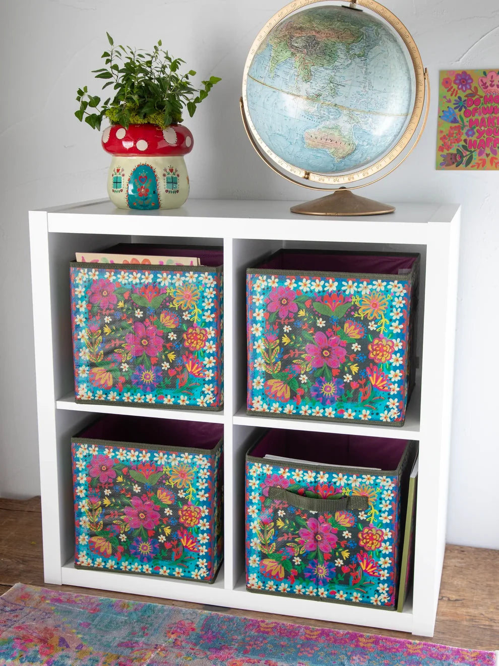 Floral Border Collapsible Storage Bin