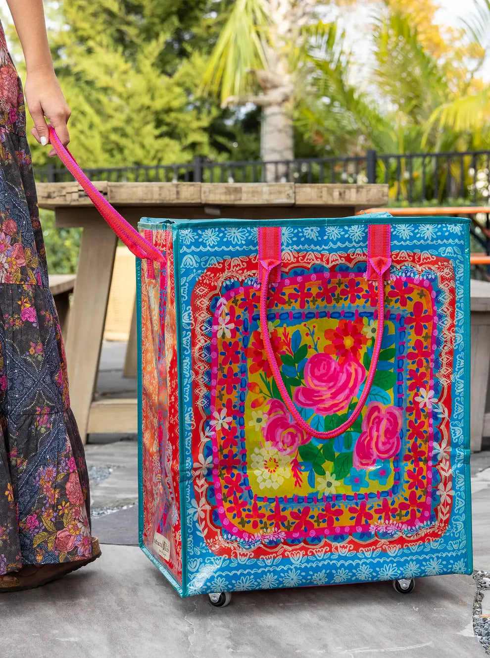 Flower Bouquet XL Rolling Tote Bag