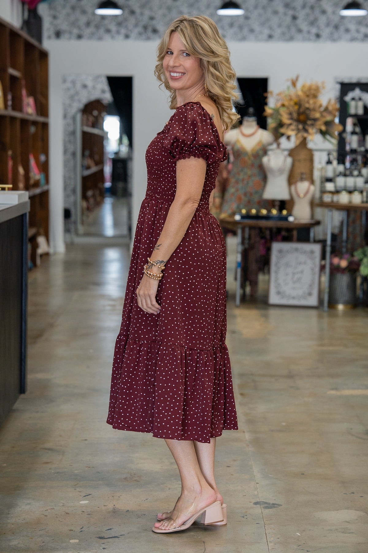Soft Sophistication Polk Dot Dress