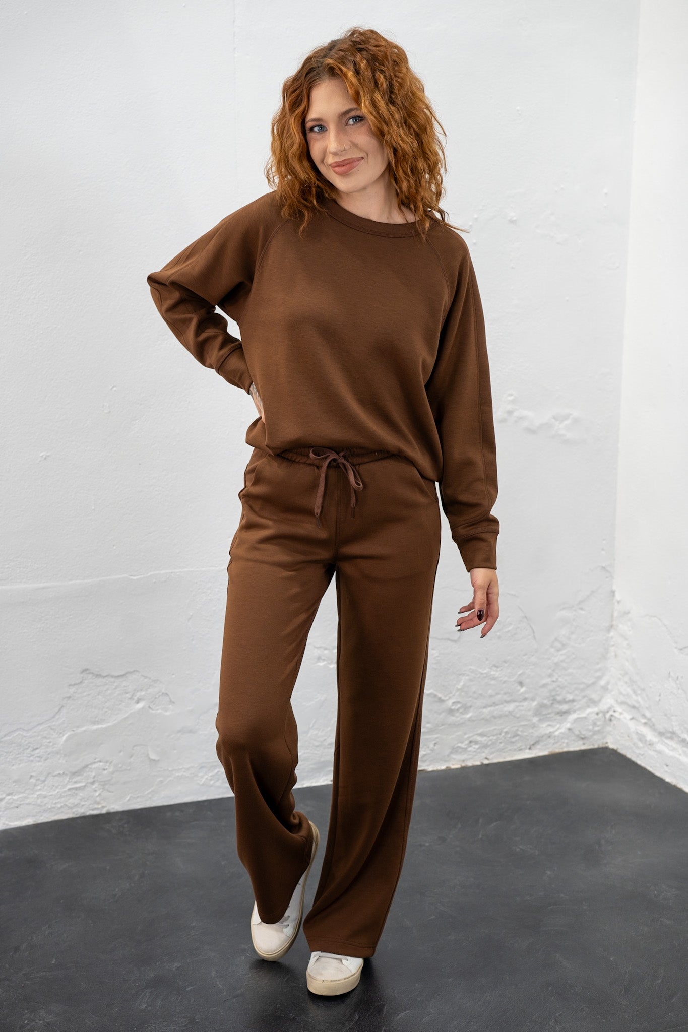 Nicole Brown Scuba Pant Set
