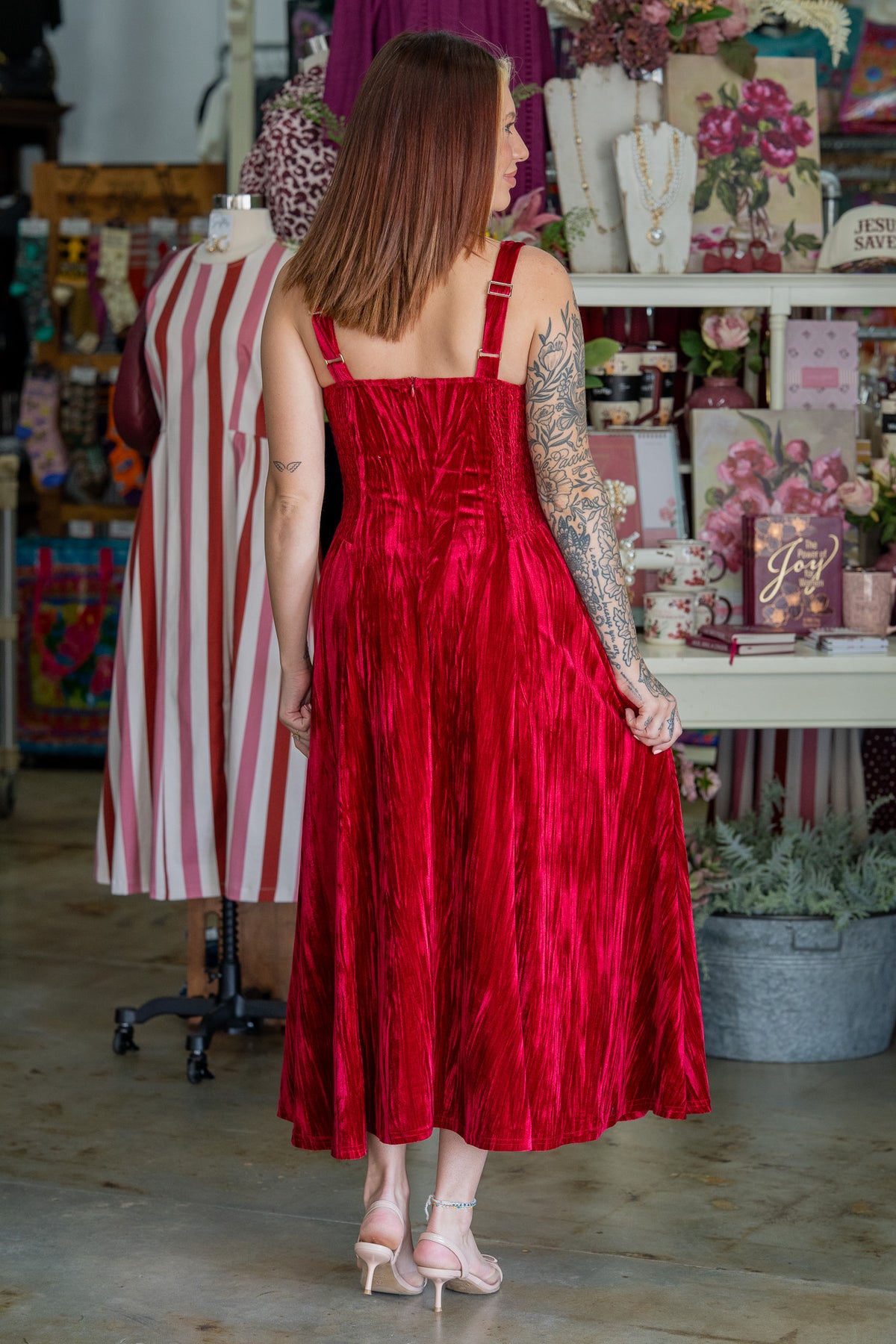 Red Velvet Reindeer Midi Dress