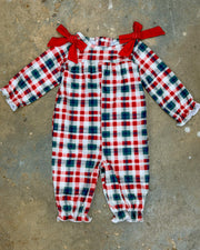 Merry Plaid Baby Bow Romper