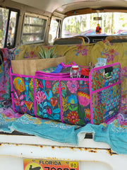 Navy Folk Flower Car Trunk Organizer