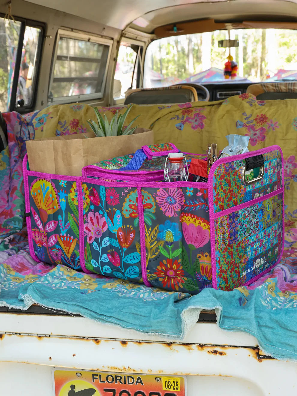 Navy Folk Flower Car Trunk Organizer