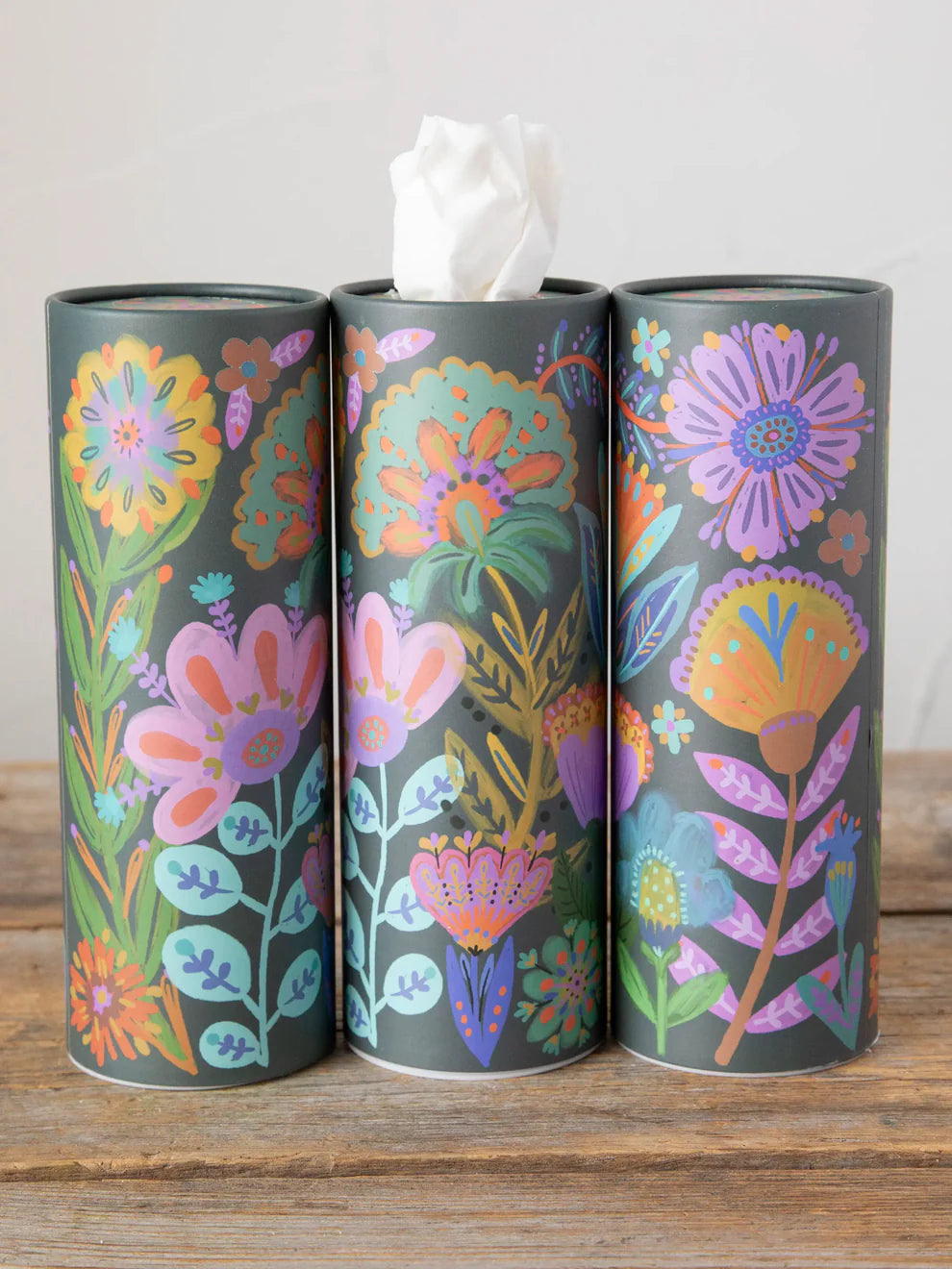 Folk Flower Set Of 3 Car Tissues