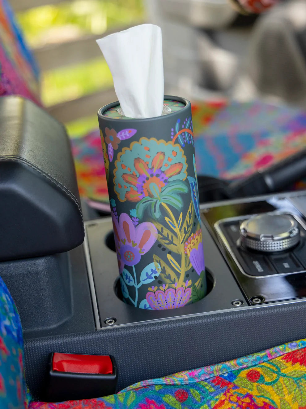 Folk Flower Set Of 3 Car Tissues