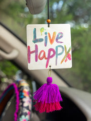 Live Happy Tassel Air Freshener