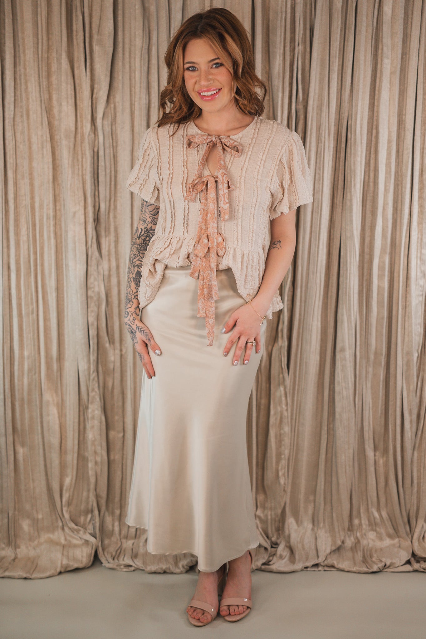 Henley Beige Satin Skirt