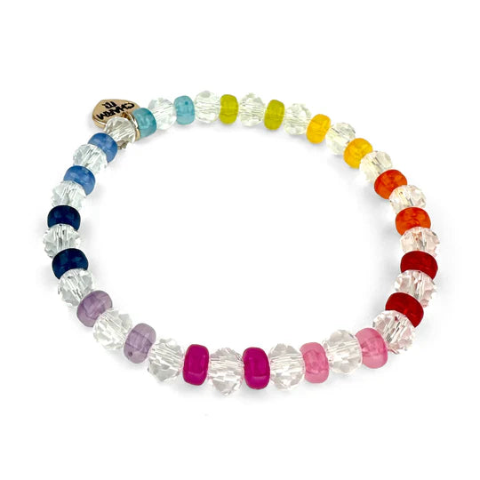 Clear Rainbow Stretch Bead Bracelet
