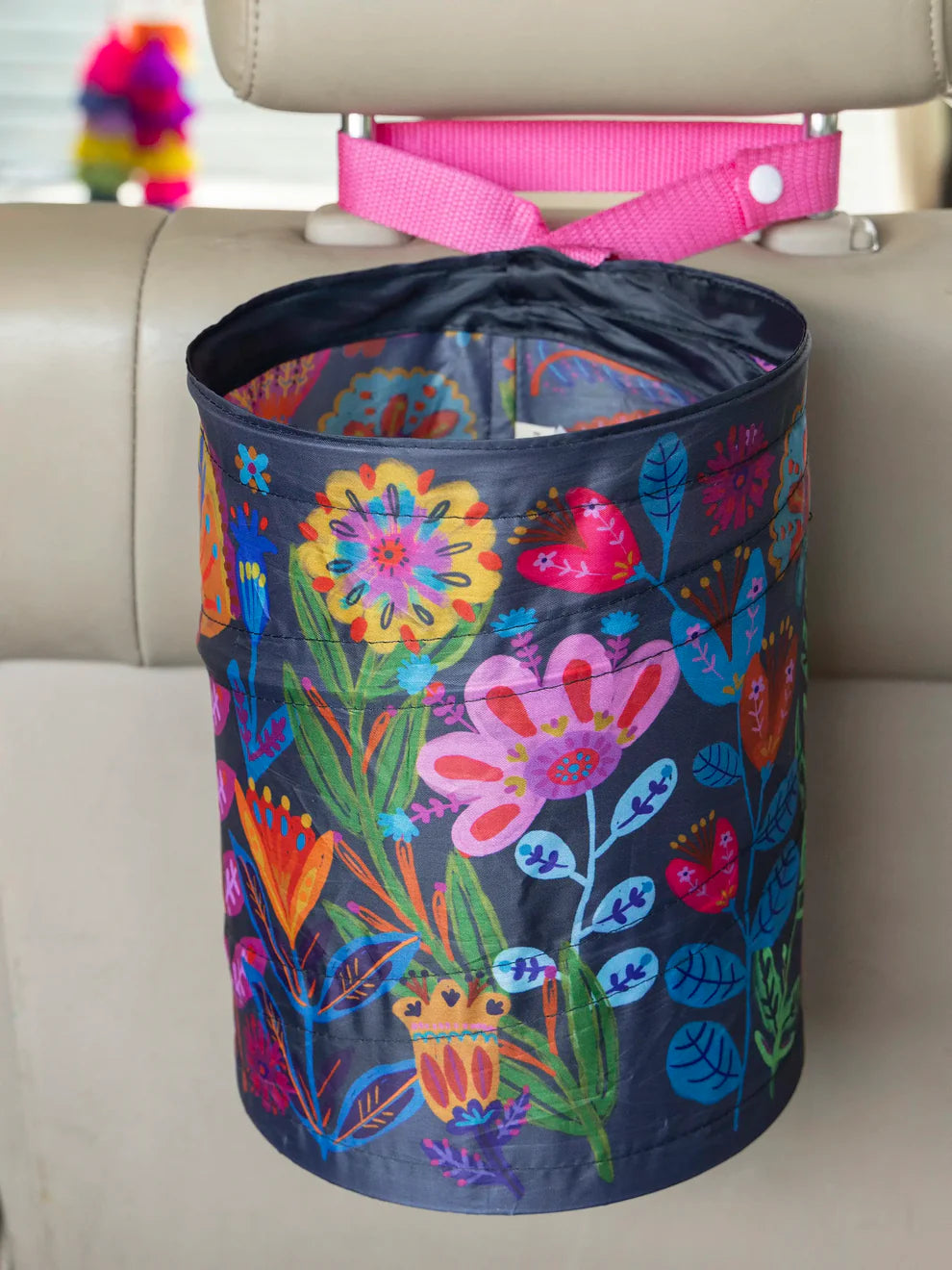 Folk Flower Pop Up Car Trash Bin