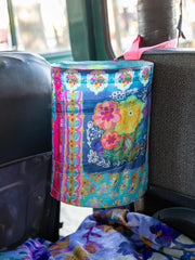 Floral Patchwork Pop Up Car Trash Bin