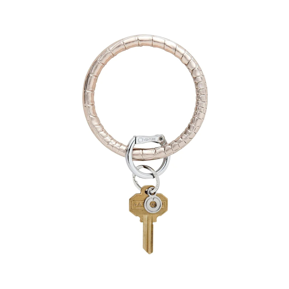 Leather Big O® Key Ring - Champagne Croc-Embossed