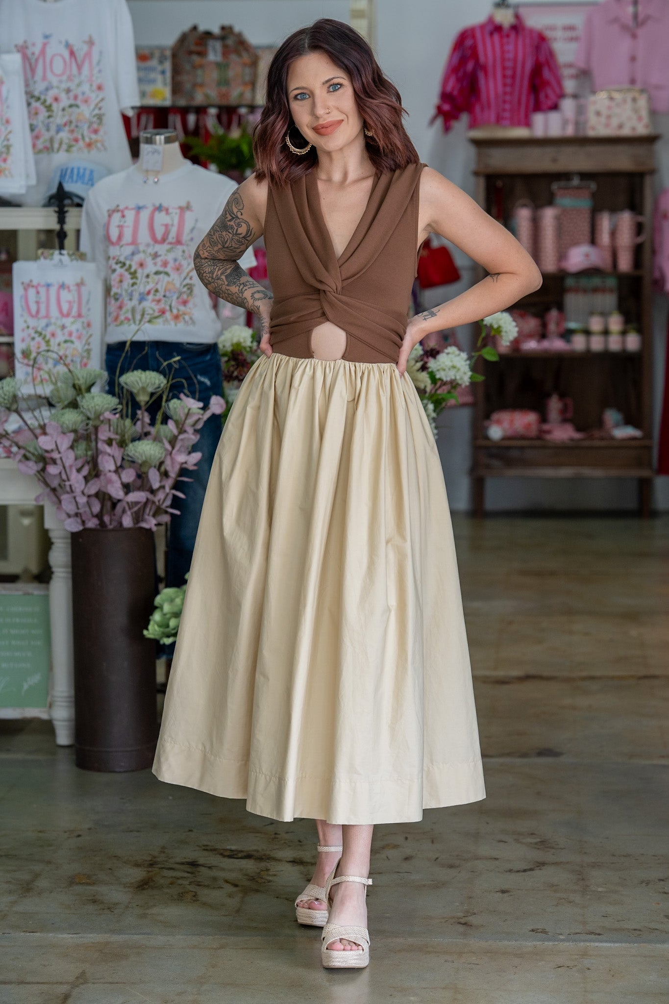Caramel Kiss Two-Tone Dress
