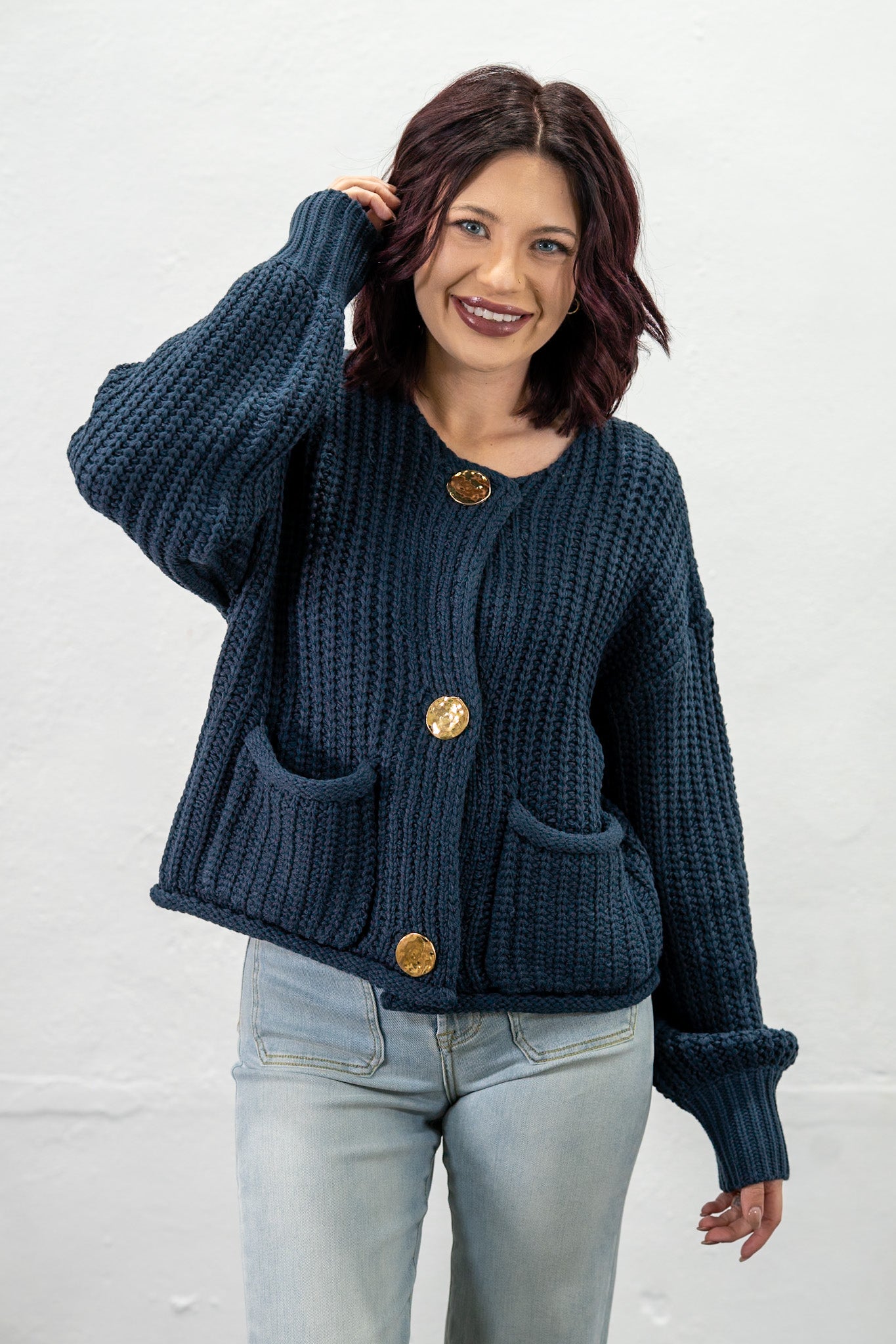 By The Fireside Navy Cardigan