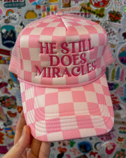 Miracles Pink Checkered Trucker Hat