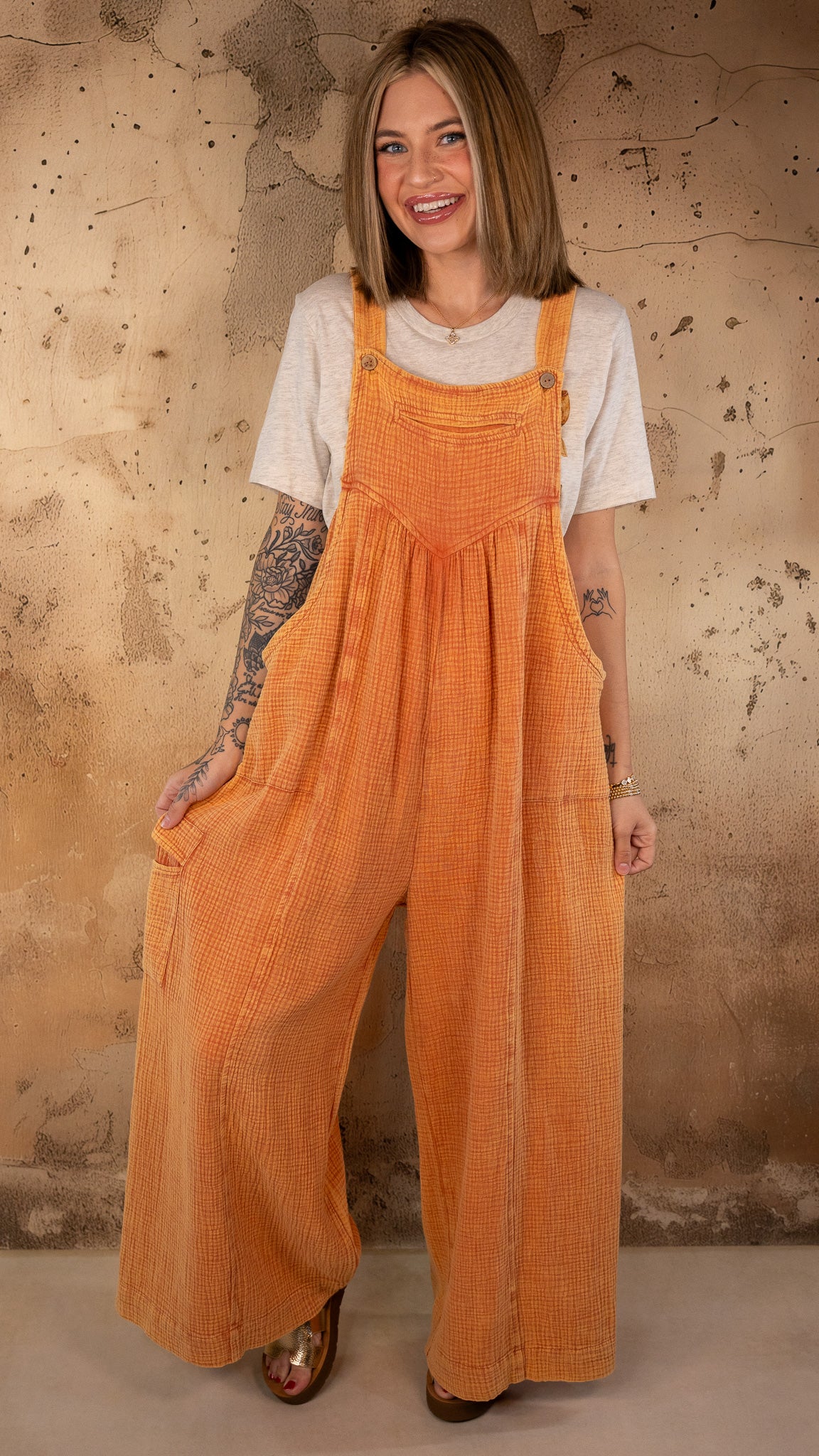 Kathleen Light Orange Vintage Overalls