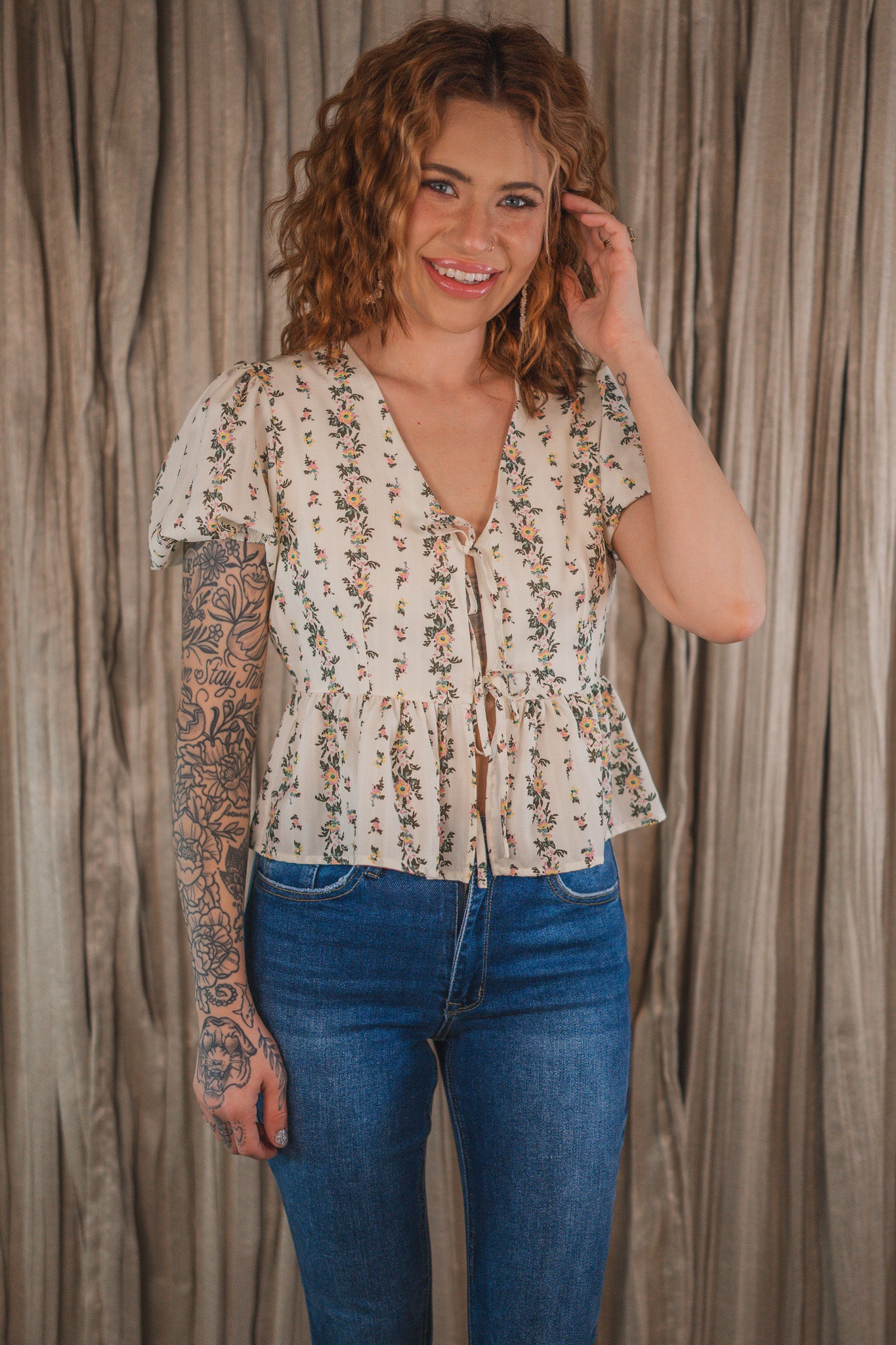 Penelope Floral Tie Top