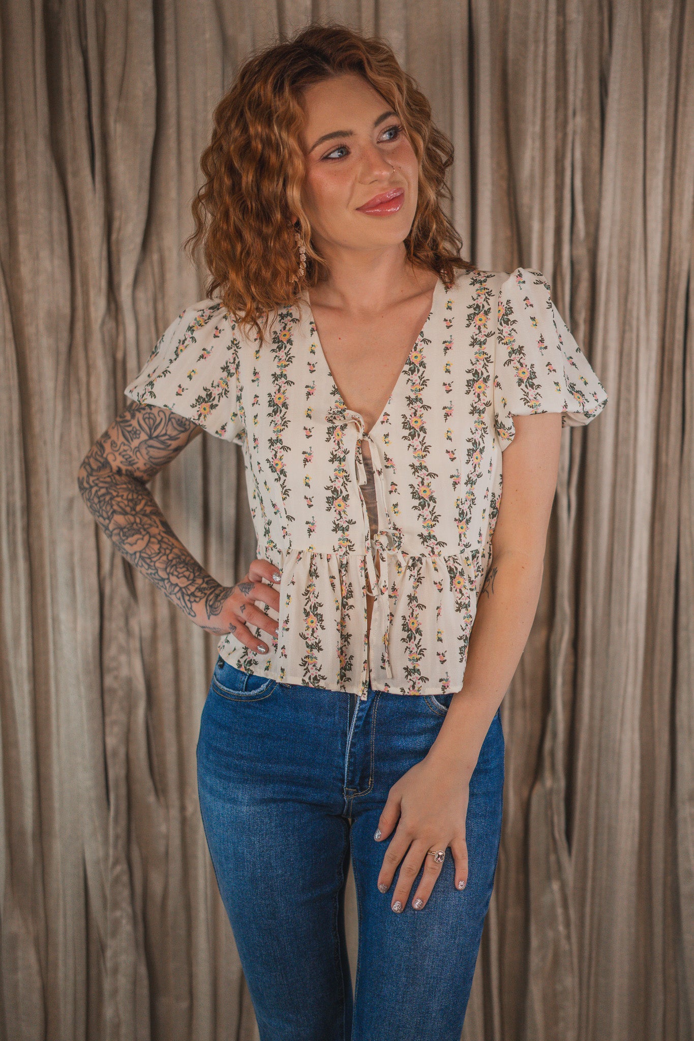 Penelope Floral Tie Top