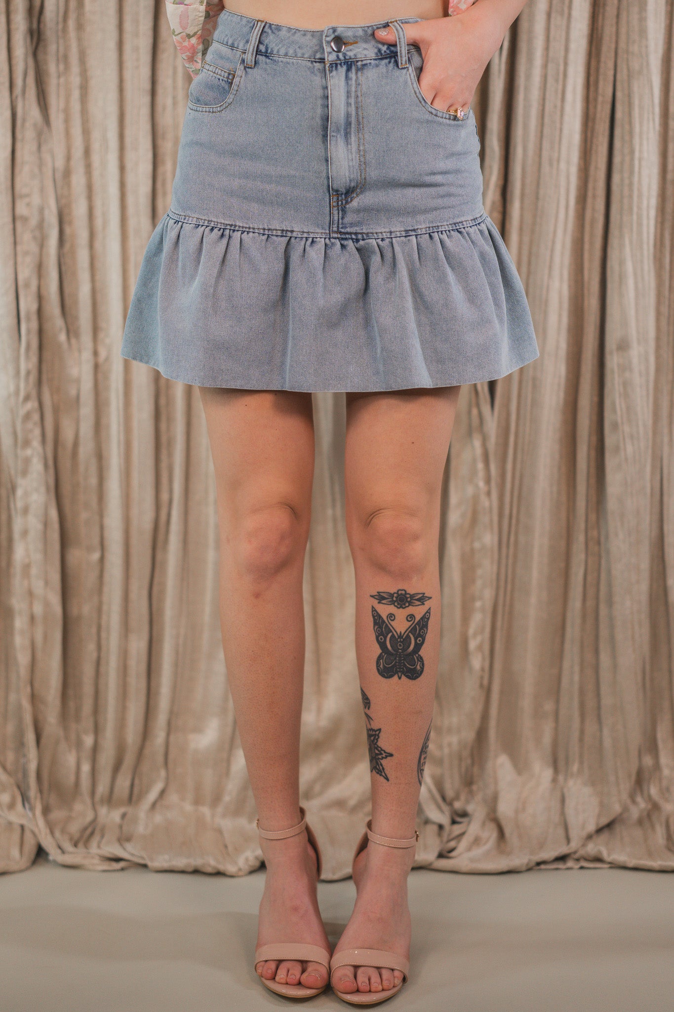 Lori Ruffle Denim Skirt