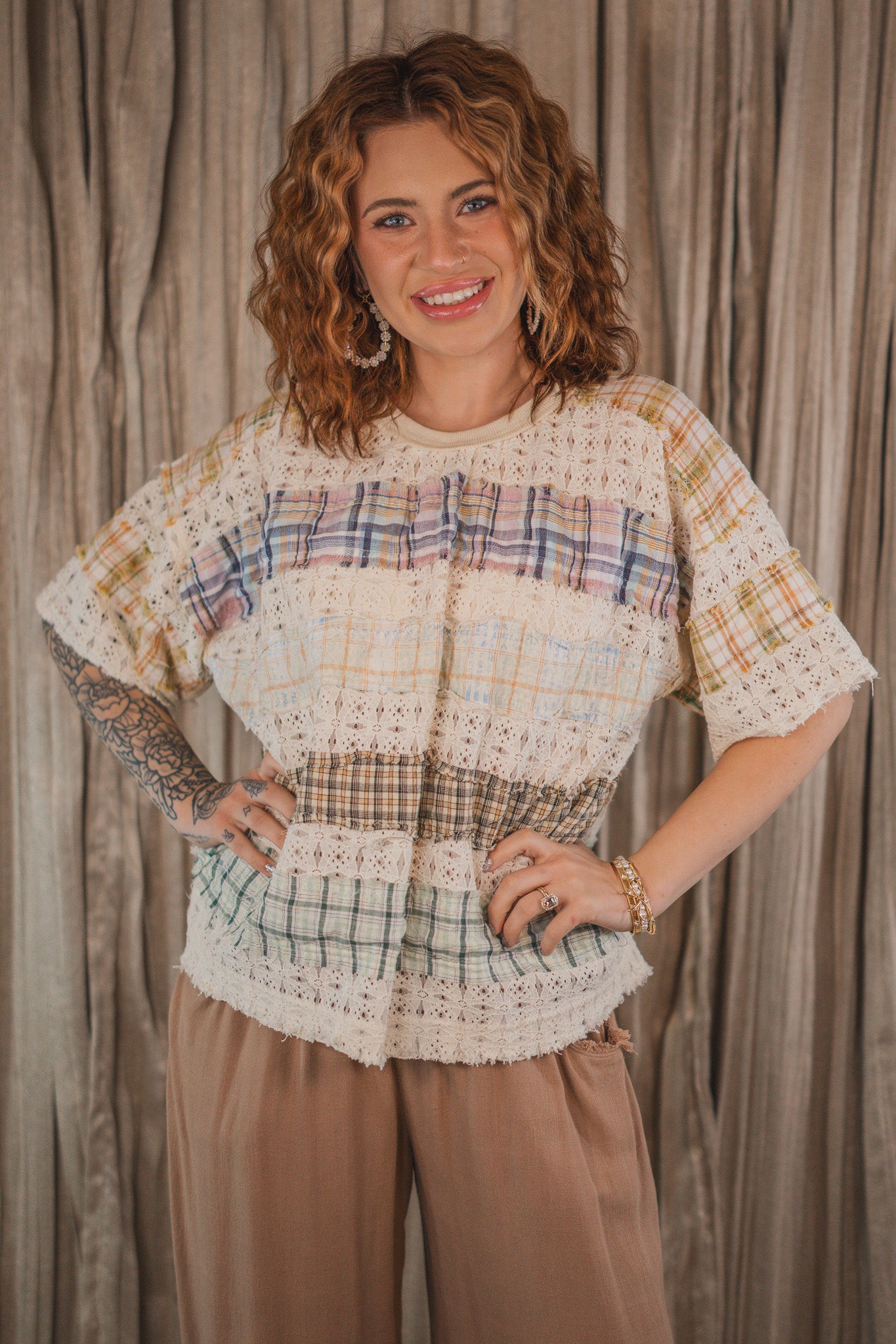 Amelia Plaid Patchwork Top