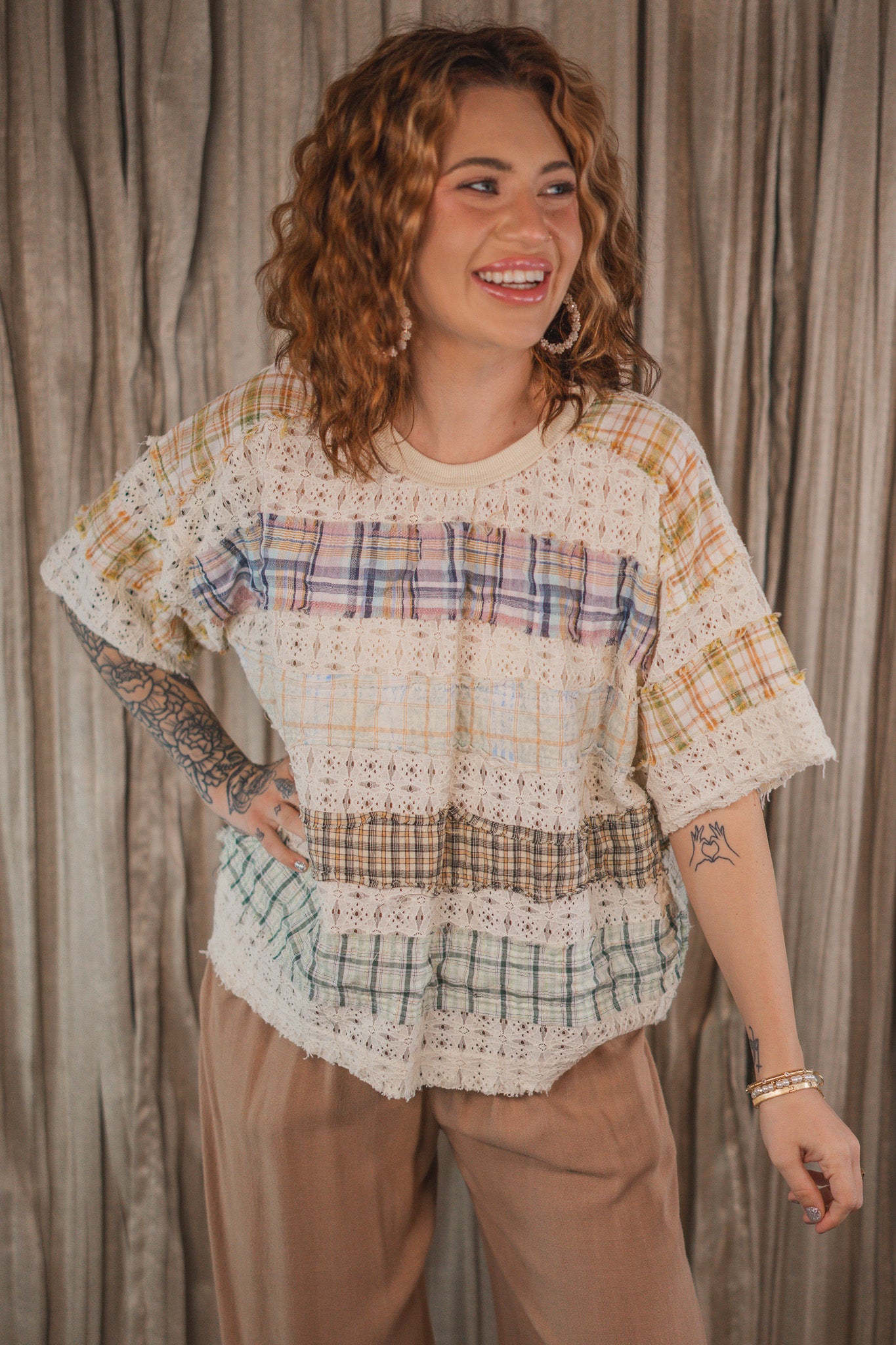 Amelia Plaid Patchwork Top