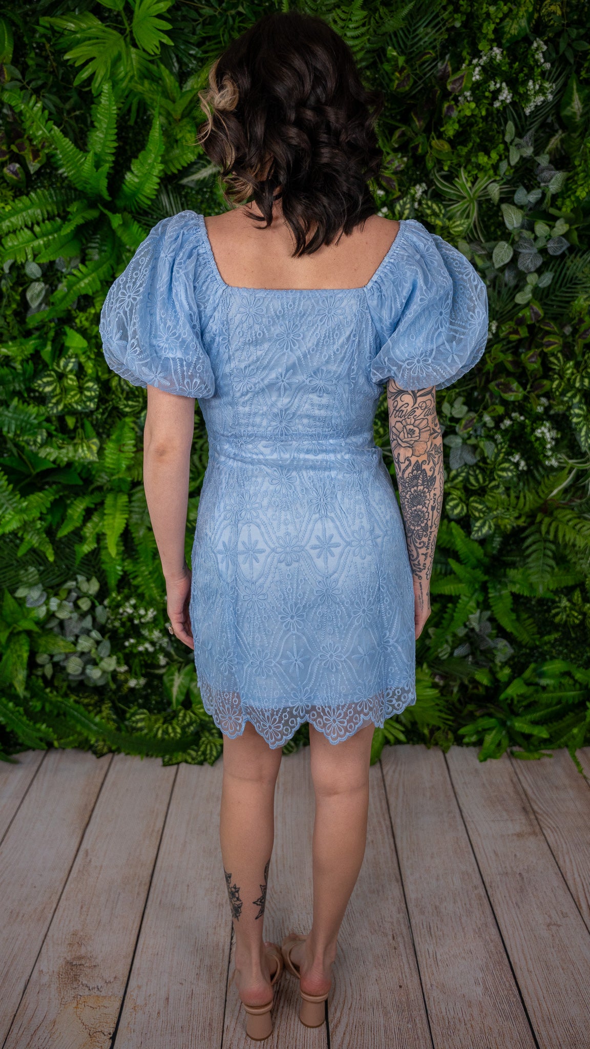 Mila Sky Blue Lace Mini Dress