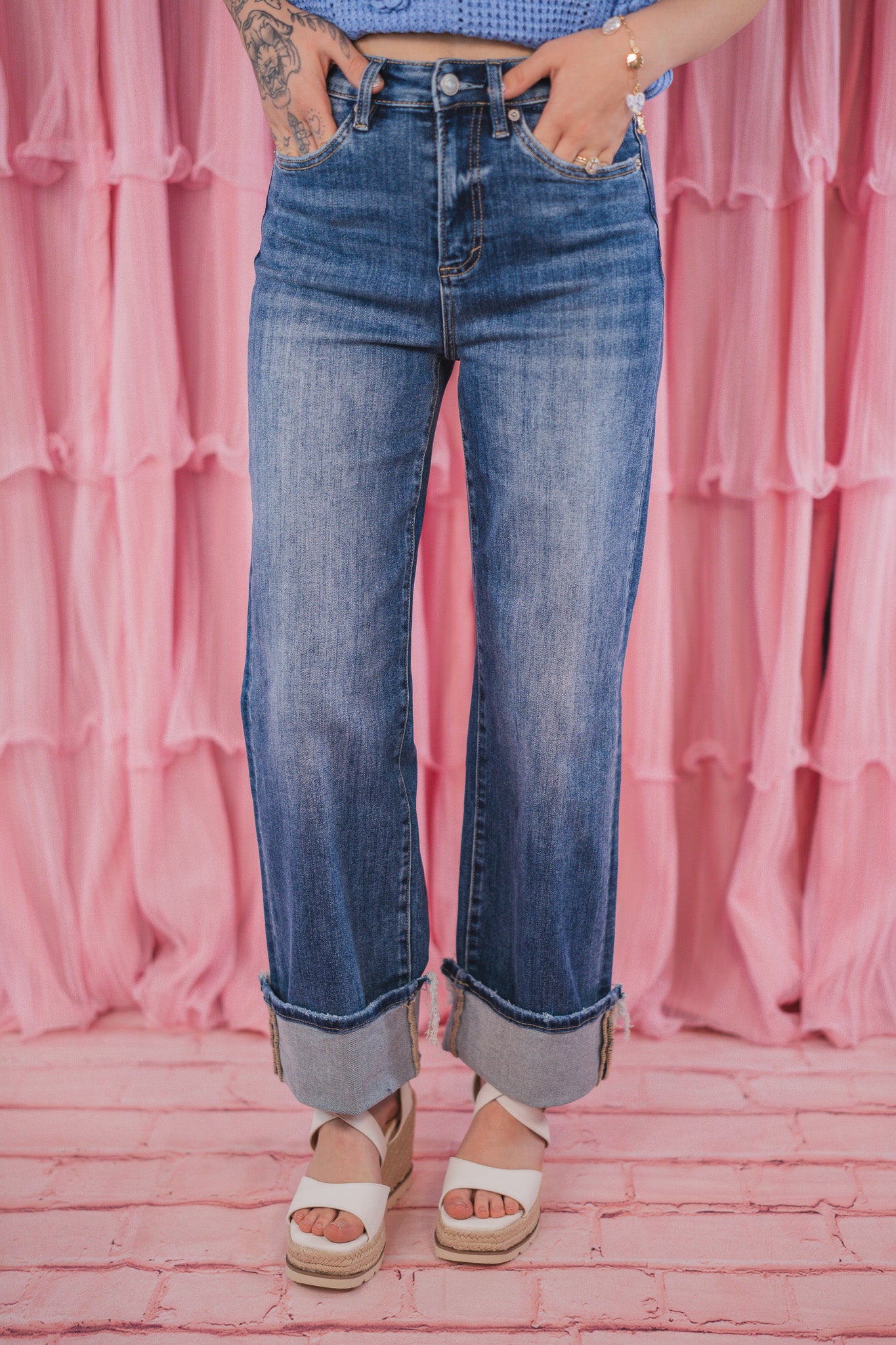 Winnie Super High Rise Straight Cuffed Jeans