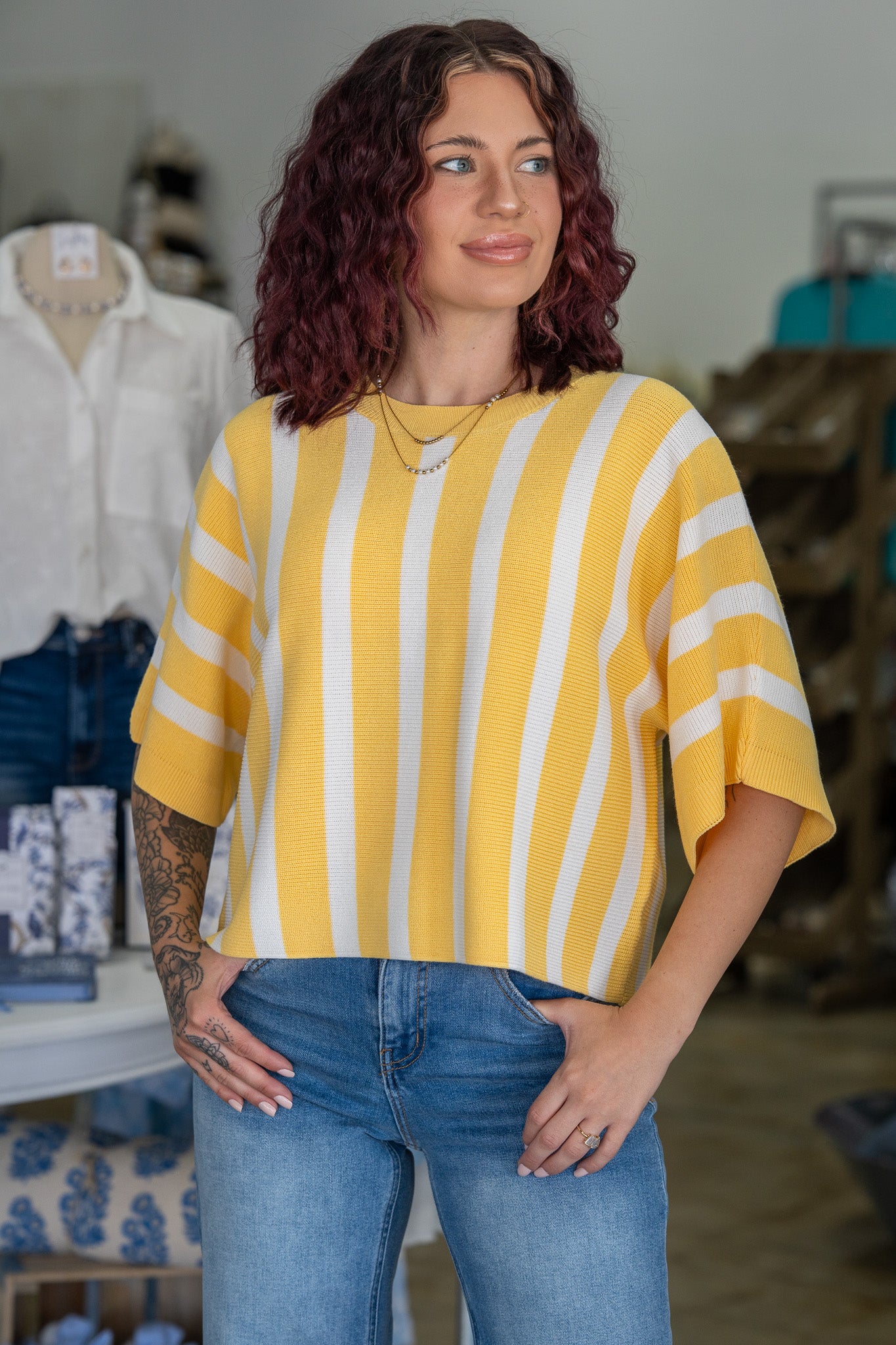 Lemon Pie Striped Knit Top