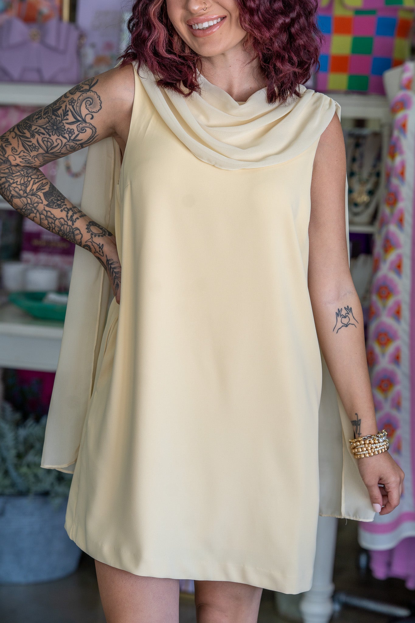 Soft Sunlight Drape Dress