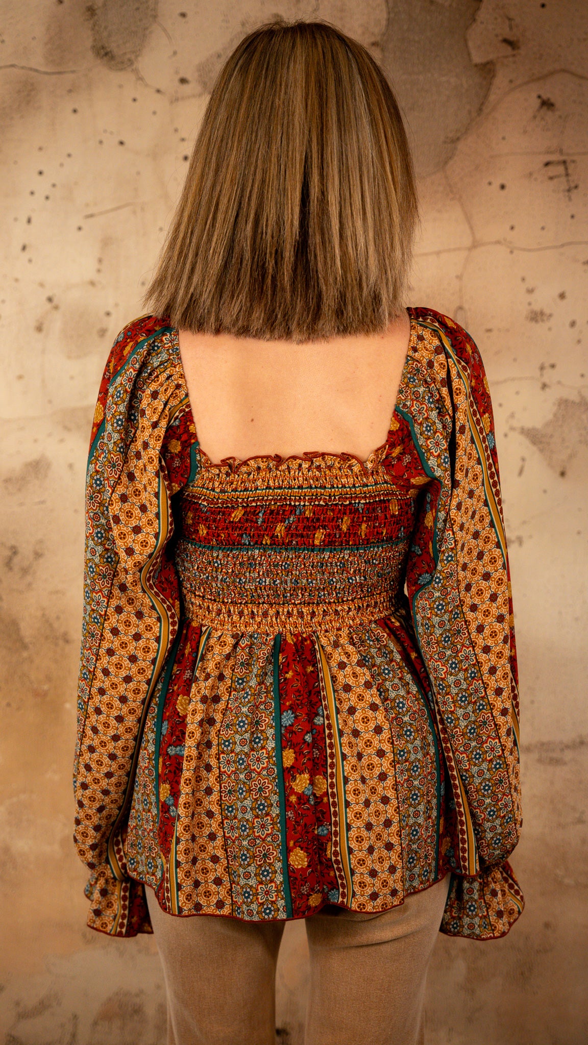 Autumn Vibes Smocked Top