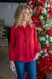 Alice Red Ruffle Blouse