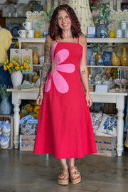 Daisy Cut-Out Red Dress