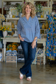 Jenna Navy Striped Top