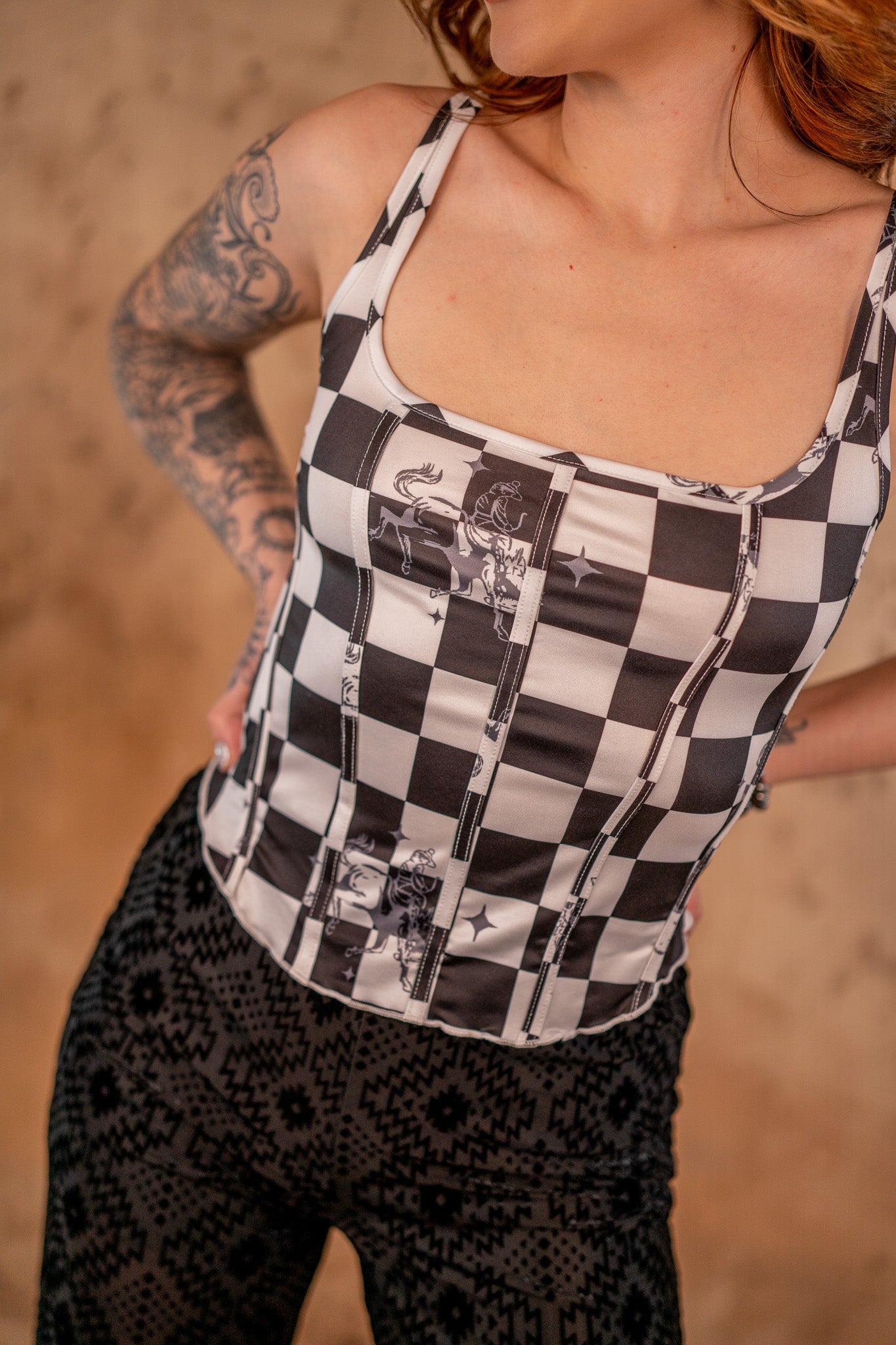 Roxie Checkered Corset Top