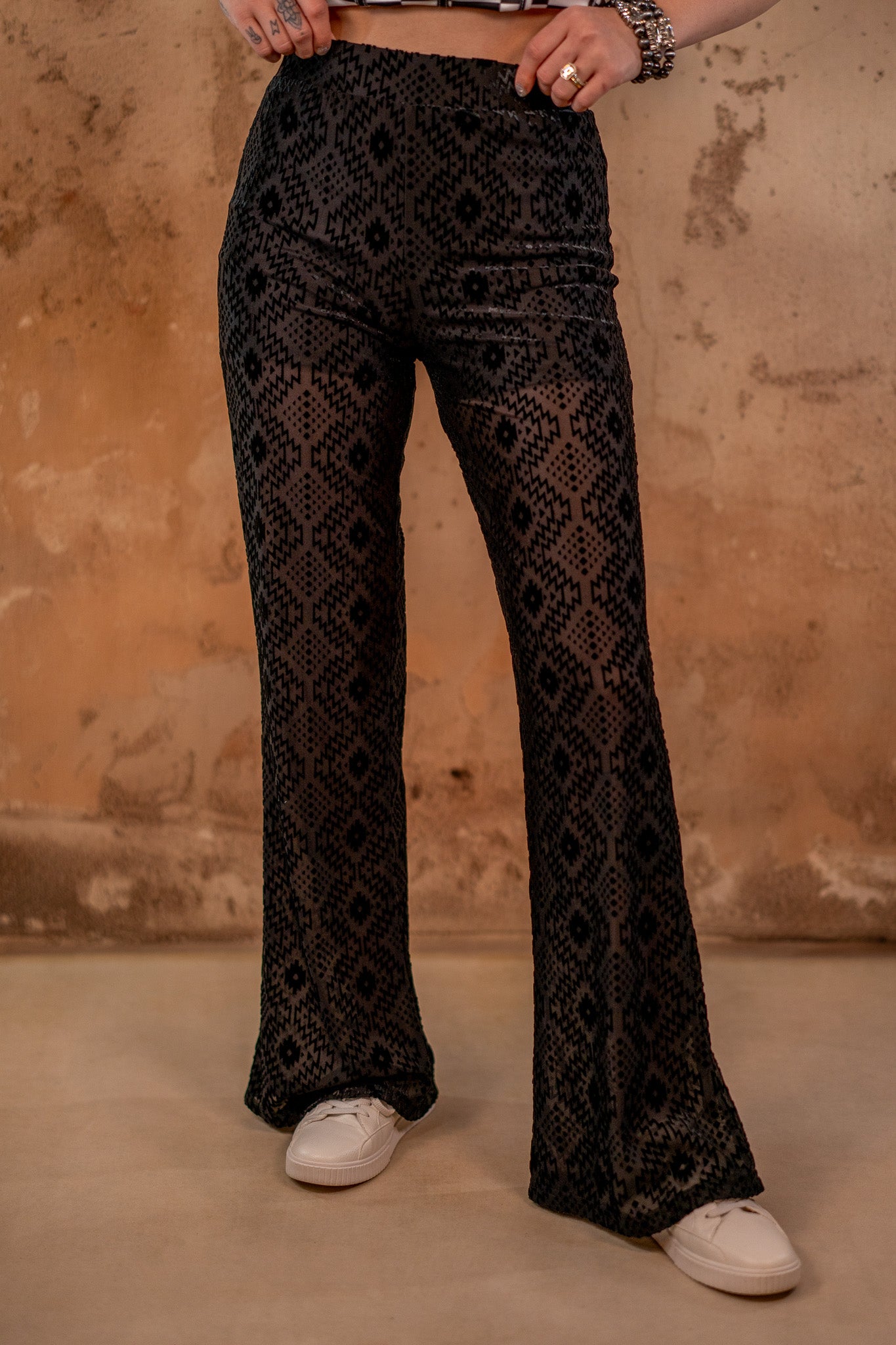 Burn Out Aztec Mesh Pants